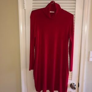 Red cow neck dress